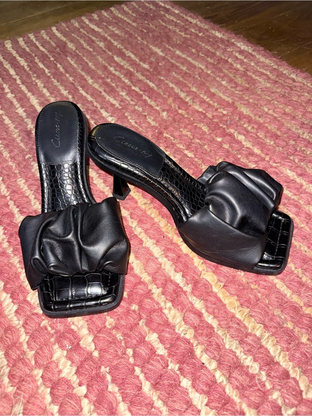 Circus by Sam Edelman Black Ruched Heeled Mules Size 8